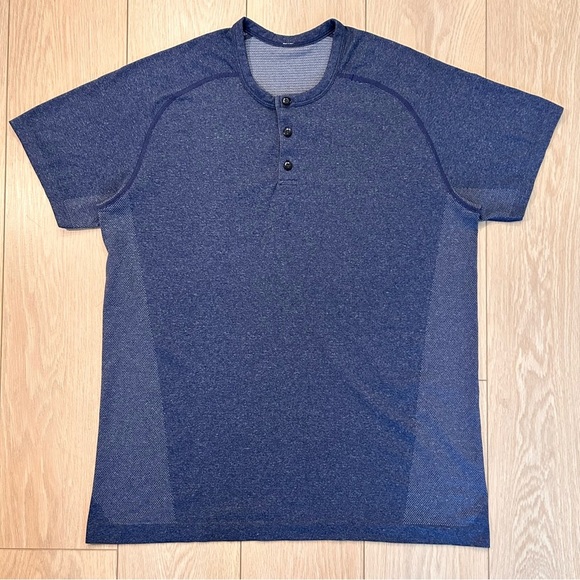 lululemon athletica Other - Lululemon Men's Blue Metal Vent Tech Short Sleeve Henley Shirt XL